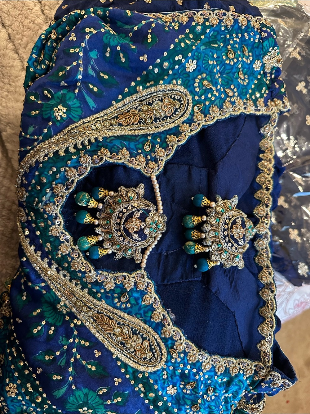 Women's Navy Blue Embroidered Anarkali Dress - Picture 10 of 10
